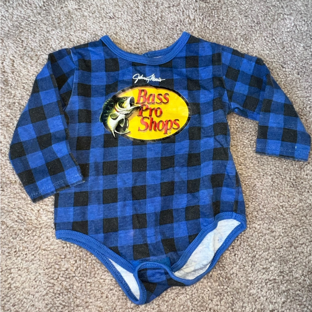 Bass Pro Shops Kids Blue Checkered Bodysuit
